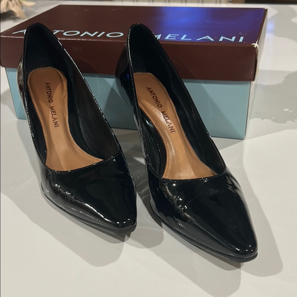 ANTONIO MELANI Glossy Black Heels